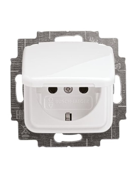 20 EUK-214-500^GNIAZDO SCHUKO Z KLAPKĄ BLOKADA KLAPKI W POZYCJI OTWARTEJ. -REFLEX-BIAŁY ALPEJSKI