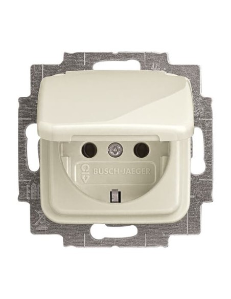 20 EUK-212-500^GNIAZDO SCHUKO Z KLAPKĄ BLOKADA KLAPKI W POZYCJI OTWARTEJ. -BUSCH-DURO-KOŚĆ SŁONIOWA