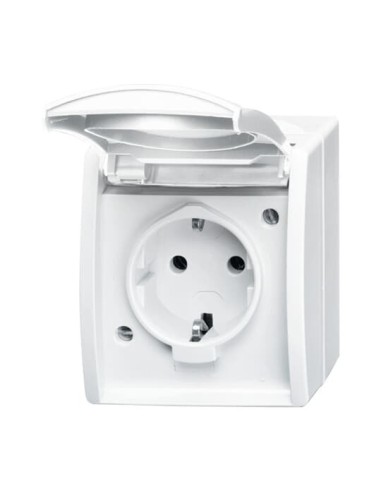 20 EWN-54^GNIAZDO SCHUKO Z KLAPKĄ I POLEM OPISOWYM Z SZYBKOZŁĄCZAMI. 2 P + E -OCEAN-BIAŁY ALPEJSKI