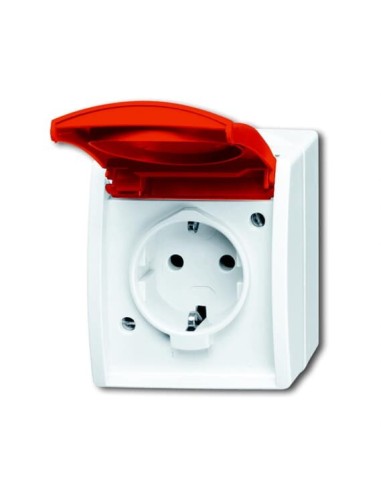 20 EW DVN-54^GNIAZDO SCHUKO Z CZERWONĄ KLAPKĄ Z SZYBKOZŁĄCZAMI. 2 P + E -OCEAN-BIAŁY ALPEJSKI