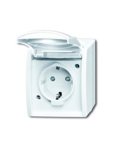 20 EBW-54^GNIAZDO SCHUKO Z PRZESŁONAMI. Z SZYBKOZŁĄCZAMI. Z KLAPKĄ. 2 P + E -OCEAN-BIAŁY ALPEJSKI