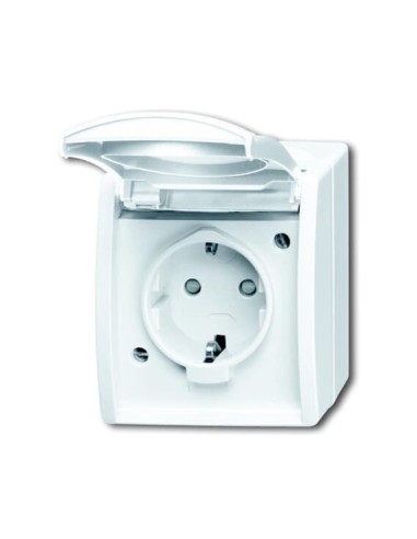 20 EBW-54^GNIAZDO SCHUKO Z PRZESŁONAMI. Z SZYBKOZŁĄCZAMI. Z KLAPKĄ. 2 P + E -OCEAN-BIAŁY ALPEJSKI