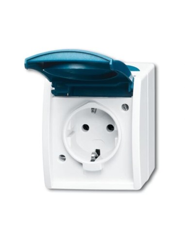 20 EWN-53-500^GNIAZDO SCHUKO Z KLAPKĄ I POLEM OPISOWYM Z SZYBKOZŁĄCZAMI. 2 P + E -OCEAN-SZARY ZIELONO-NIEBIESKI