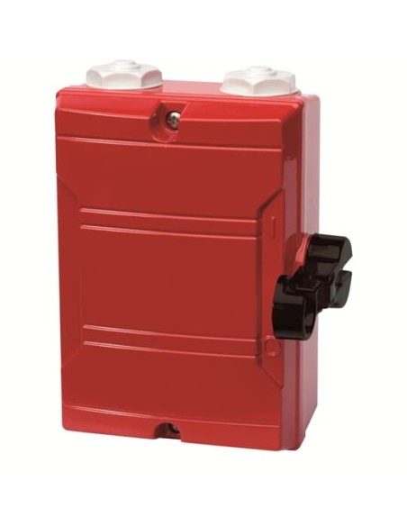 KSF340TPN Rozłącznik pożarowy w czerwonej obudowie z aluminiowej 3-bieg 40A IP65 napęd z przodu membranowe zaślepki kablowe