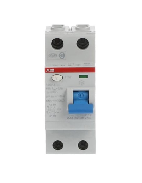 F202 A-40 0.1 wyłącznik różnicowo-prądowy  2P  A  40A  100mA  bezzwłoczny