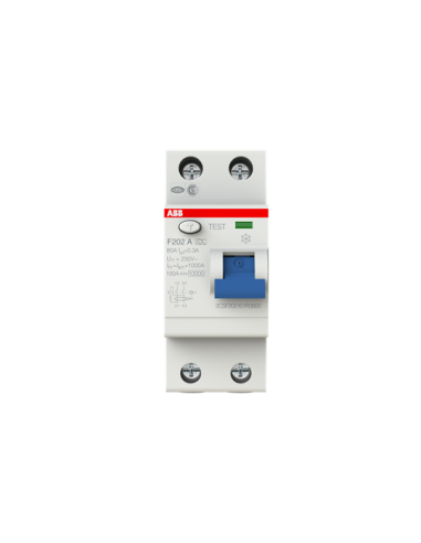 F202 A-80 0.3 wyłącznik różnicowo-prądowy  2P  A  80A  300mA  bezzwłoczny