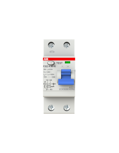 F202 A-80 0.03 AP-R wyłącznik różnicowo-prądowy  2P  A  80A  30mA  krótkozwłoczny
