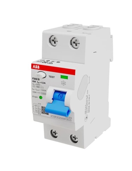 F202 B-63 0.3 wyłącznik różnicowo-prądowy  2P  B  63A  300mA  krótkozwłoczny