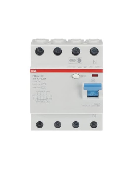 F204 A-25 0.03 wyłącznik różnicowo-prądowy  4P  A  25A  30mA  bezzwłoczny