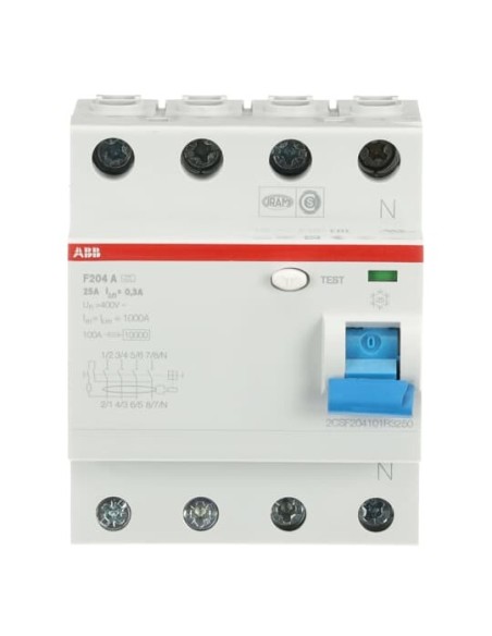 F204 A-25 0.3 wyłącznik różnicowo-prądowy  4P  A  25A  300mA  bezzwłoczny