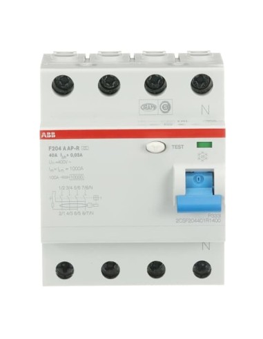 F204 A-40 0.03 AP-R wyłącznik różnicowo-prądowy  4P  A  40A  30mA  krótkozwłoczny