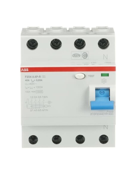F204 A-40 0.03 AP-R wyłącznik różnicowo-prądowy  4P  A  40A  30mA  krótkozwłoczny