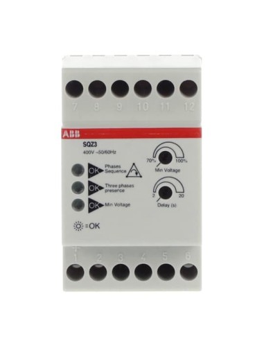 SQZ3 Przekaźnik monitorujący zaniki i kolejność faz L1L2L3-400VAC
