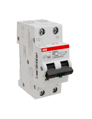 DS201 B20 AC30 wyłącznik różnicowo-nadprądowy  1P+N  char. B  20A  6kA  30mA  AC  bezzwłoczny