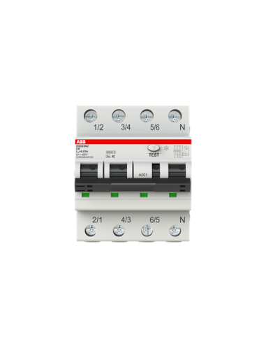 DS203NC C6 AC30 wyłącznik różnicowo-nadprądowy  3P+N  char. C  6A  6kA  30mA  AC  bezzwłoczny