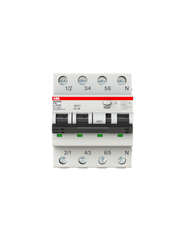 DS203NC C16 AC30 wyłącznik różnicowo-nadprądowy  3P+N  char. C  16A  6kA  30mA  AC  bezzwłoczny
