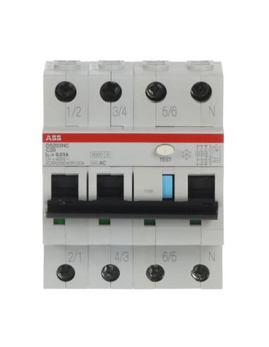DS203NC C20 AC30 wyłącznik różnicowo-nadprądowy  3P+N  char. C  20A  6kA  30mA  AC  bezzwłoczny