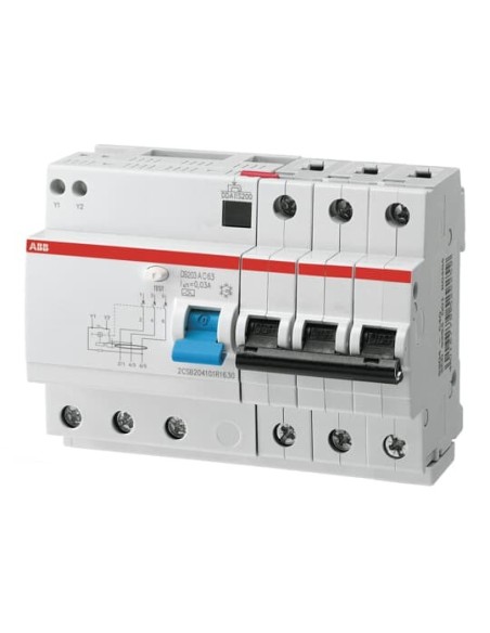 DS203 M AC-B32 0.03 wyłącznik różnicowo-nadprądowy  3P  char. B  32A  10kA  30mA  AC  bezzwłoczny