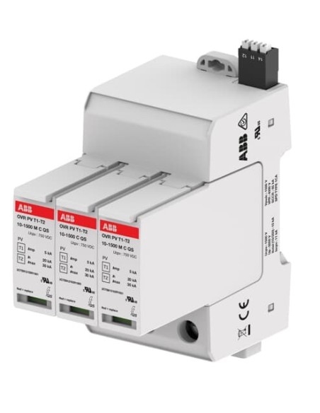 OVR PV T1-T2 10-1500 P TS QS ogranicznik przepięć  T1-T2  1+1  1500V  Iimp- 5kA  In- 20kA  PV  + styk