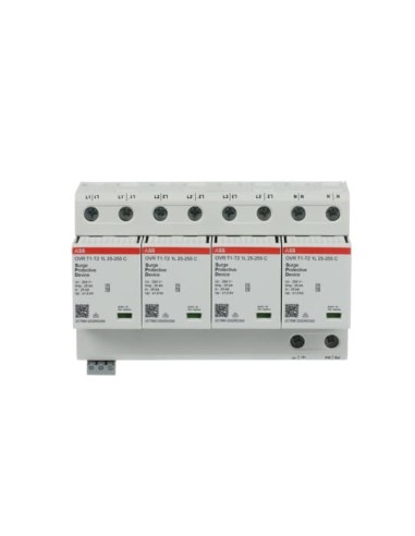 OVR T1-T2 4L 100-255 P TS ogranicznik przepięć  T1-T2  4+0  264V  Iimp- 25kA  In- 25kA  TN-S  + styk