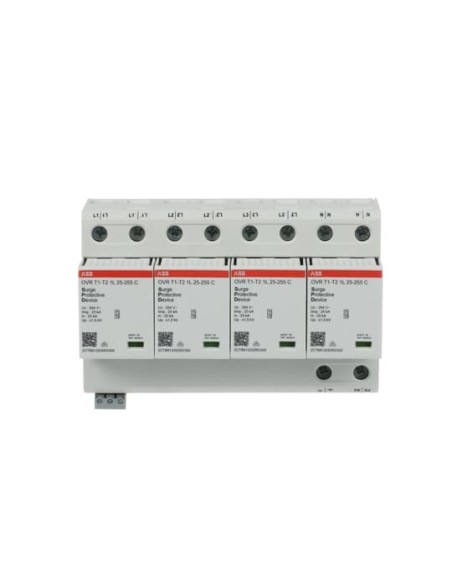 OVR T1-T2 4L 100-255 P TS ogranicznik przepięć  T1-T2  4+0  264V  Iimp- 25kA  In- 25kA  TN-S  + styk