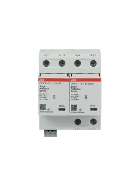 OVR T1-T2 1N 50-255 P TS ogranicznik przepięć  T1-T2  1+1  264V  Iimp- 25kA  In- 25kA  TN-S   TT  + styk