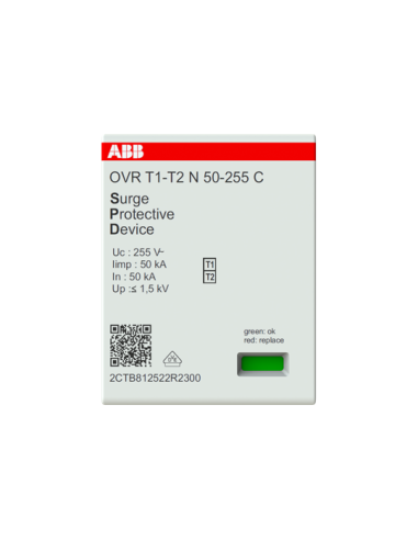 OVR T1-T2 N 50-255 C wkładka ogranicznika  T1-T2  N sumujący  255V  Iimp- 50kA  In- 25kA