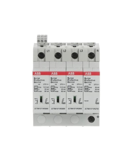 OVR T1-T2 3N 12.5-275s P TS QS ogranicznik przepięć  T1-T2  3+1  275V  Iimp- 125kA  In- 20kA  TN-S   TT  + styk