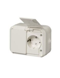 402ESW  Jussi  Gniazdo Schuko podwójne natynkowe IP55  białe