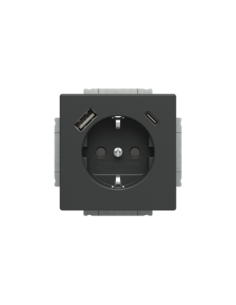 20 EUCB2USBAC-81-500 | gn. Schuko USB A+C | future linear 81 antracyt