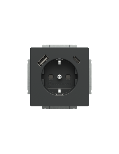 20 EUCB2USBAC-81-500 | gn. Schuko USB A+C | future linear 81 antracyt