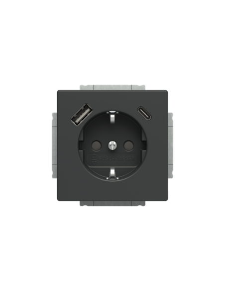 20 EUCB2USBAC-81-500 | gn. Schuko USB A+C | future linear 81 antracyt
