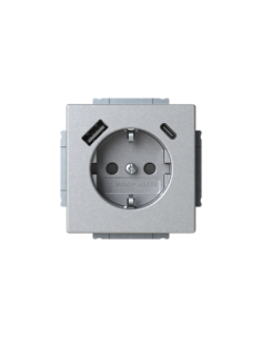 20 EUCB2USBAC-83-500 | gn. Schuko USB A+C | future linear 83 srebrny aluminium