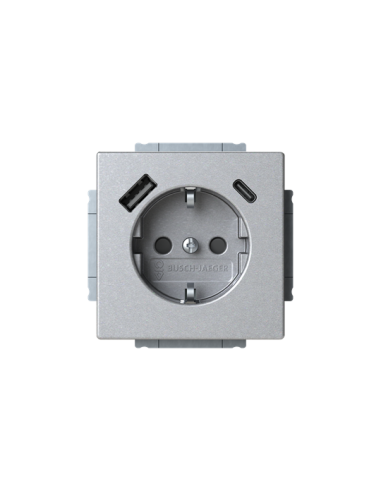 20 EUCB2USBAC-83-500 | gn. Schuko USB A+C | future linear 83 srebrny aluminium
