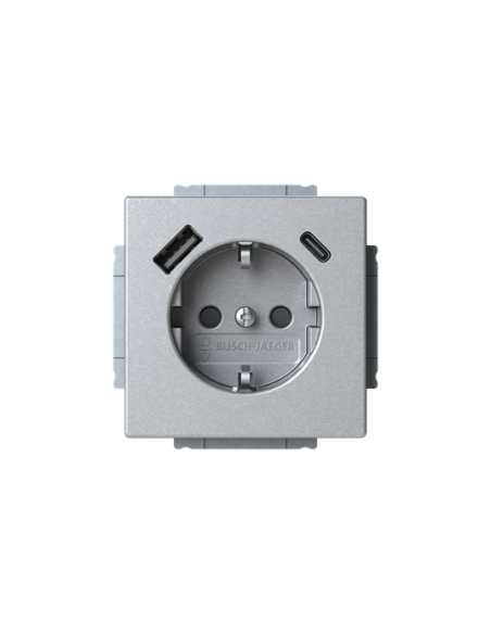 20 EUCB2USBAC-83-500 | gn. Schuko USB A+C | future linear 83 srebrny aluminium