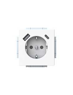 20 EUCB2USBAC-84-500 | gn. Schuko USB A+C | future linear 84 biały studyjny