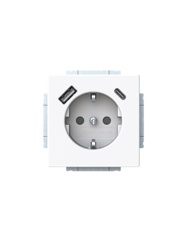 20 EUCB2USBAC-84-500 | gn. Schuko USB A+C | future linear 84 biały studyjny
