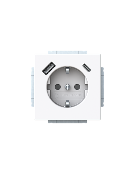 20 EUCB2USBAC-84-500 | gn. Schuko USB A+C | future linear 84 biały studyjny