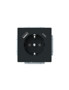 20 EUCB2USBAC-885-500 | gn. Schuko USB A+C | future linear 885 czarny matowy