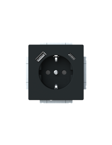 20 EUCB2USBAC-885-500 | gn. Schuko USB A+C | future linear 885 czarny matowy