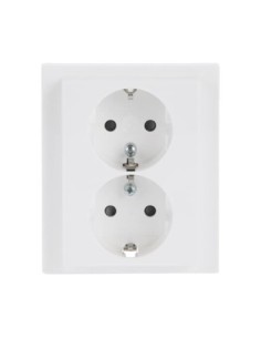 202 EUJB-84 | gniazdo podwójne SCHUKO safety p/t komplet z ramką z łapami | future linear 84 biały studyjny