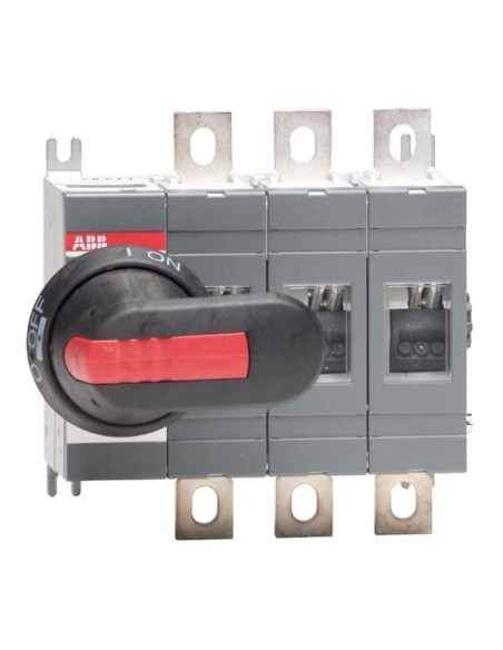 OT200E03P Rozłącznik izolacyjny 200A 3P napęd z przodu z wałkiem i czarną rączką IP65 montaż na płycie montażowej zestaw ś