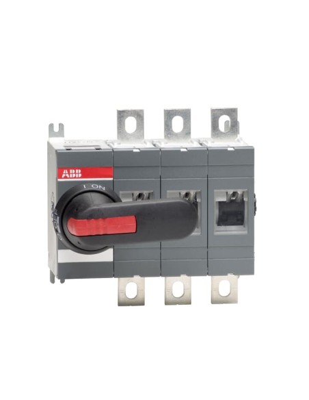 OT400E03P Rozłącznik izolacyjny 400A 3P napęd z przodu z wałkiem i czarną rączką IP65 montaż na płycie montażowej zestaw ś