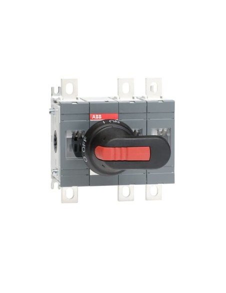 OT250E12P Rozłącznik izolacyjny 250A 3P napęd z przodu z wałkiem i czarną rączką IP65 montaż na płycie montażowej zestaw ś