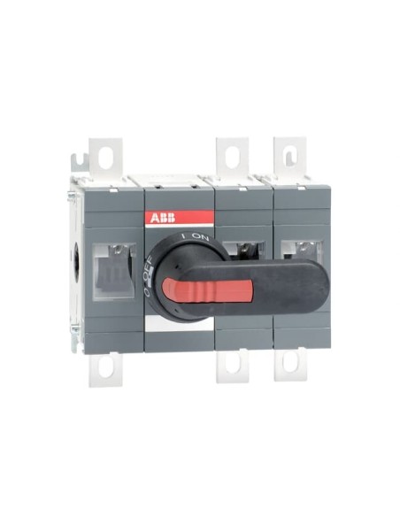 OT400E12P Rozłącznik izolacyjny 400A 3P napęd z przodu z wałkiem i czarną rączką IP65 montaż na płycie montażowej zestaw ś