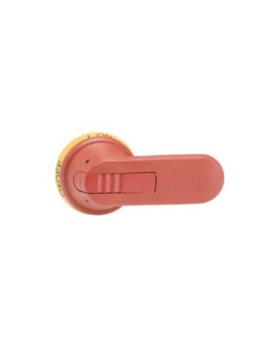 OHY95J12T Rączka żółto-czerwona IP65 długość 95mm na wałek 12mm oznaczenie: Test-OFF-ON Test-0-I blokada kłódkowa w pozycji