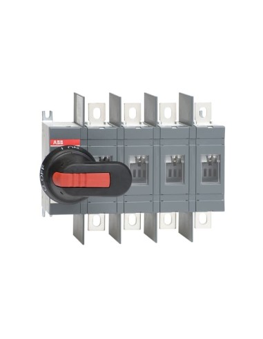 OT200E04WP Rozłącznik izolacyjny 200A 4P napęd z przodu z wałkiem i czarną rączką IP65 zwiększona odległość między biegunam