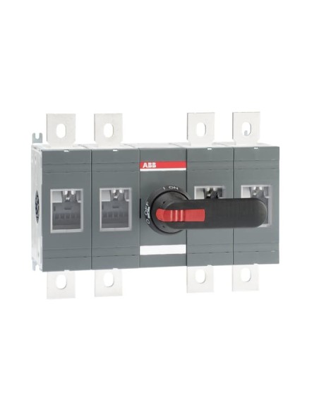 OT630E22P Rozłącznik izolacyjny 630A 4P napęd z przodu z wałkiem i czarną rączką IP65 montaż na płycie montażowej zestaw ś