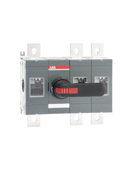 OT800E12P Rozłącznik izolacyjny 800A 3P napęd z przodu z wałkiem i czarną rączką IP65 montaż na płycie montażowej zestaw ś