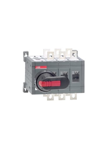 OT200E03CP Przełącznik (I-0-II) 200A 3P napęd z przodu z wałkiem i czarną rączką IP65 montaż na płycie montażowej zestaw ś